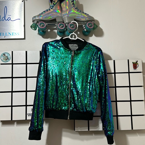 {Festival Collection} Women Sequin Bomber jacket, XS - Picture 1 of 5